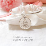 bracelet dessin d enfant grave jonc argent