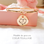 bracelet initiale jonc personnalise coeur feuille