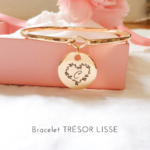 bracelet initiale coeur feuille jonc or