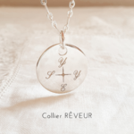 collier homme grave initiales rose des vents