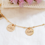 collier prenoms pendentifs personnalises or