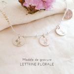collier lettre fleur initiale argent