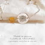bracelet pierre personnalise fleur de naissance