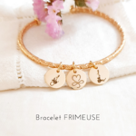 bracelet jonc or lettre fleur