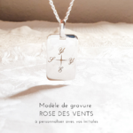 pendentif plaque rose des vents initiales