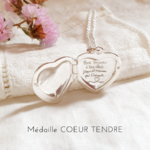 medaille coeur grave avec ecriture pour fille