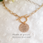 collier personnalisable fermoir t dessin enfant gravure
