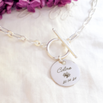 collier fermoir T en argent cadeau naissance