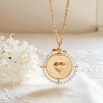 collier coeur or personnalise pierre cristal blanc