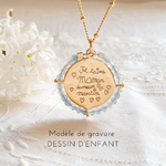 collier maman avec dessin d enfant et pierre naissance