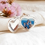 coeur pendentif photo en argent