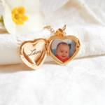pendentif coeur photo grave avec prenom