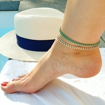 bracelet de cheville or copacabana blanc turquoise epis