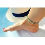 bracelet de cheville dore copacabana blanc turquoise epis