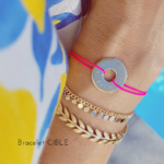 bracelet cible  cordon rose femme