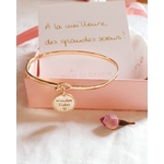 bracelet jonc plaque or cadeau soeur tresor lisse