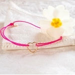 bracelet cordon fille coeur plaque or