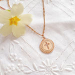 pendentif religieux medaille enfant fille croix delicate