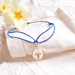 bracelet cordon argent garcon cadeau religieux douce croix