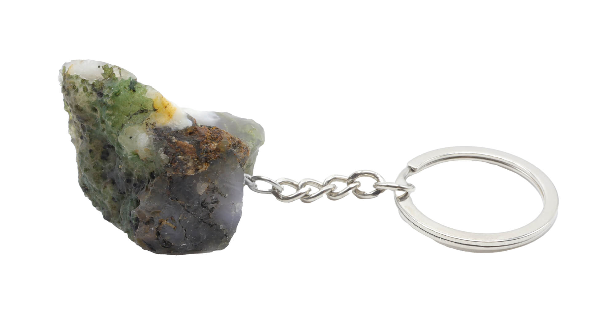 Porte-clés Géode D'agate Naturelle N°3 - Pierre Multicolore - Collection - 10 Cm