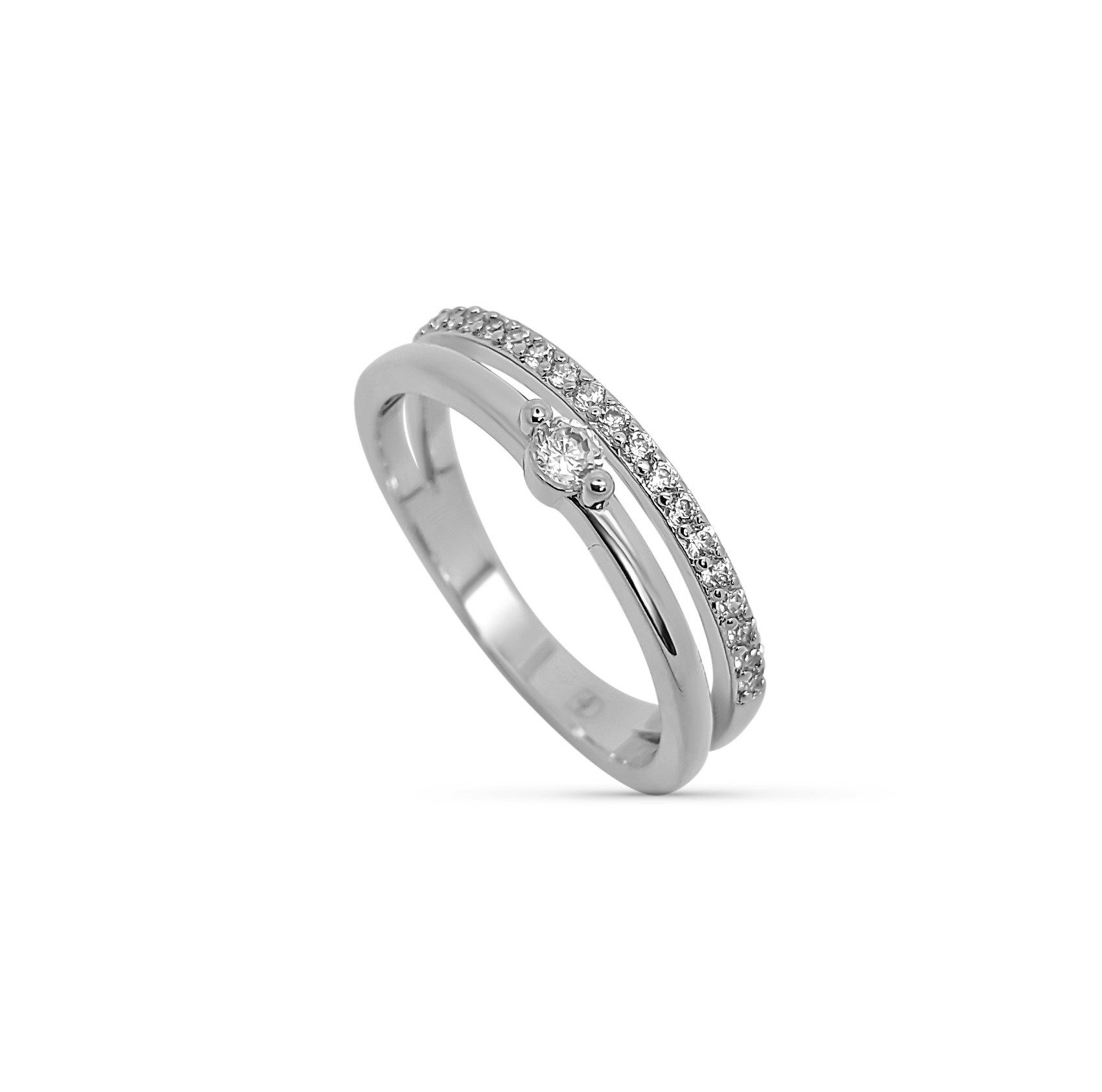 Bague argent 925 croisée zircons scintillants – Taille 54