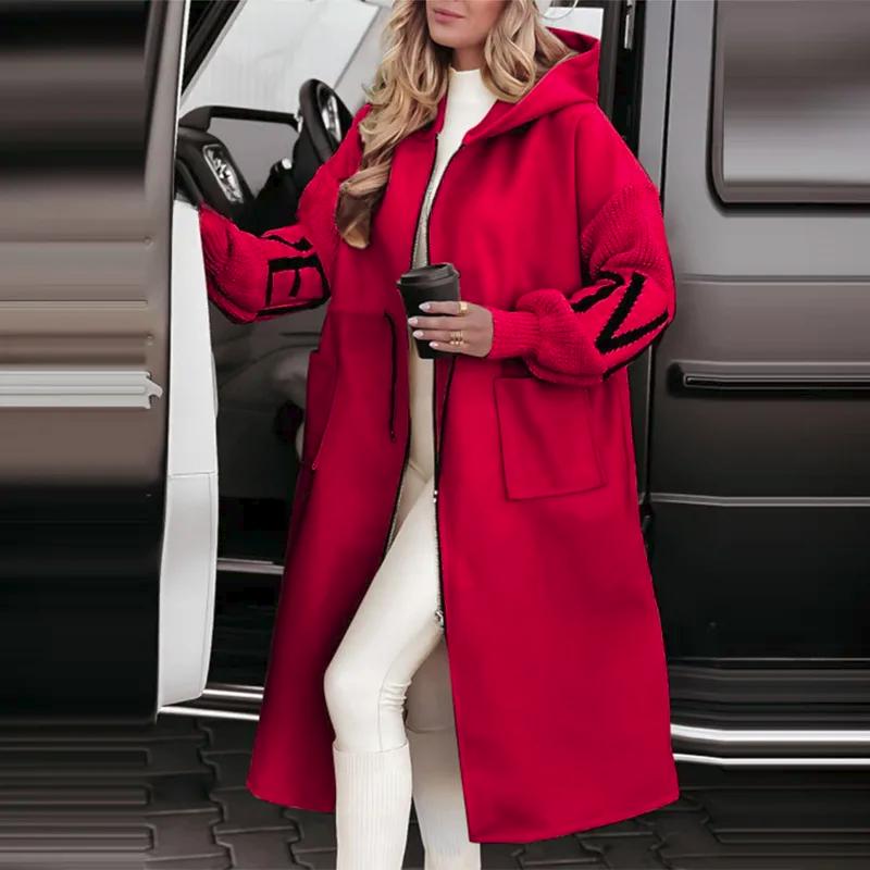 Manteau D'hiver Femme Cocila - Longue Manches, Patchwork, Imperméable Avec Capuche - Style Bomber En Simili Cuir Et Polaire