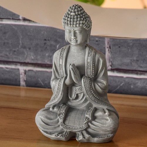 Figurine bouddha zen résine grise 4