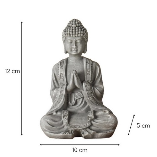 Figurine bouddha zen résine grise 2