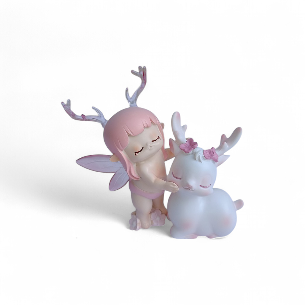 Figurine fantastique de fée et rêne - TPA013