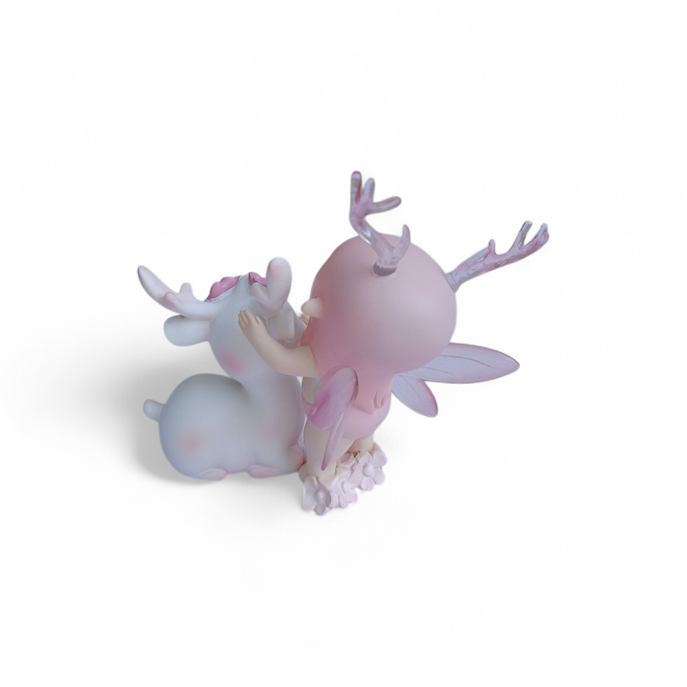 Figurine fantastique de fée et rêne - TPA013