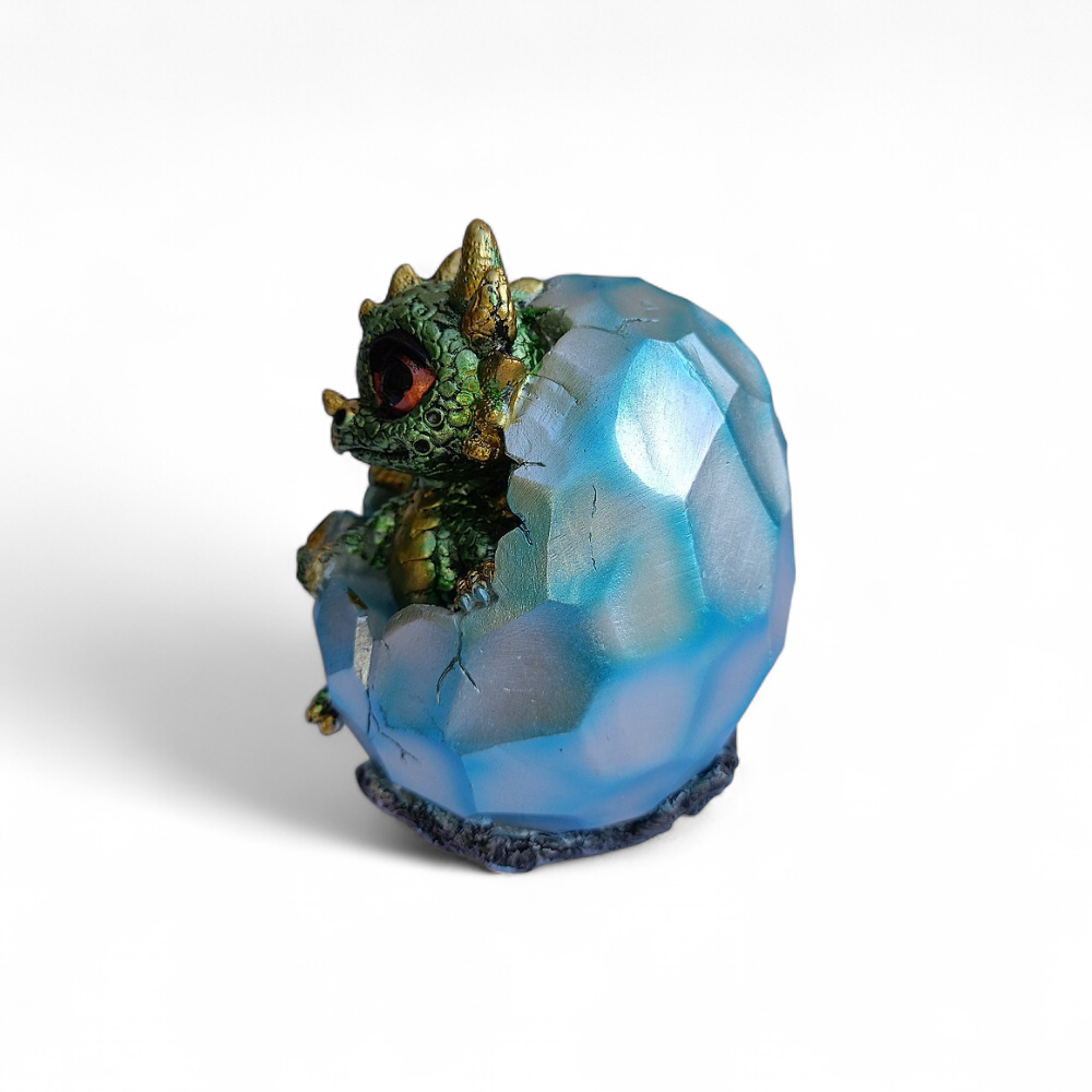 Tirelire dragon vert dans œuf bleu - PW240619-12