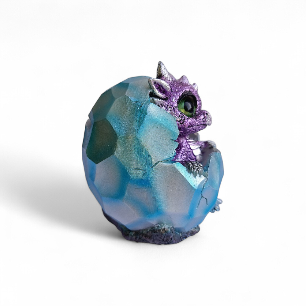 Tirelire dragon violet dans œuf bleu - PW240619-12