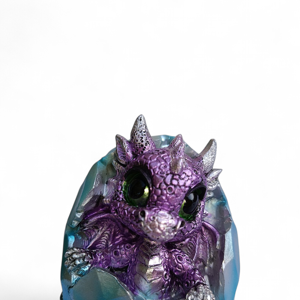 Tirelire dragon violet dans œuf bleu - PW240619-12