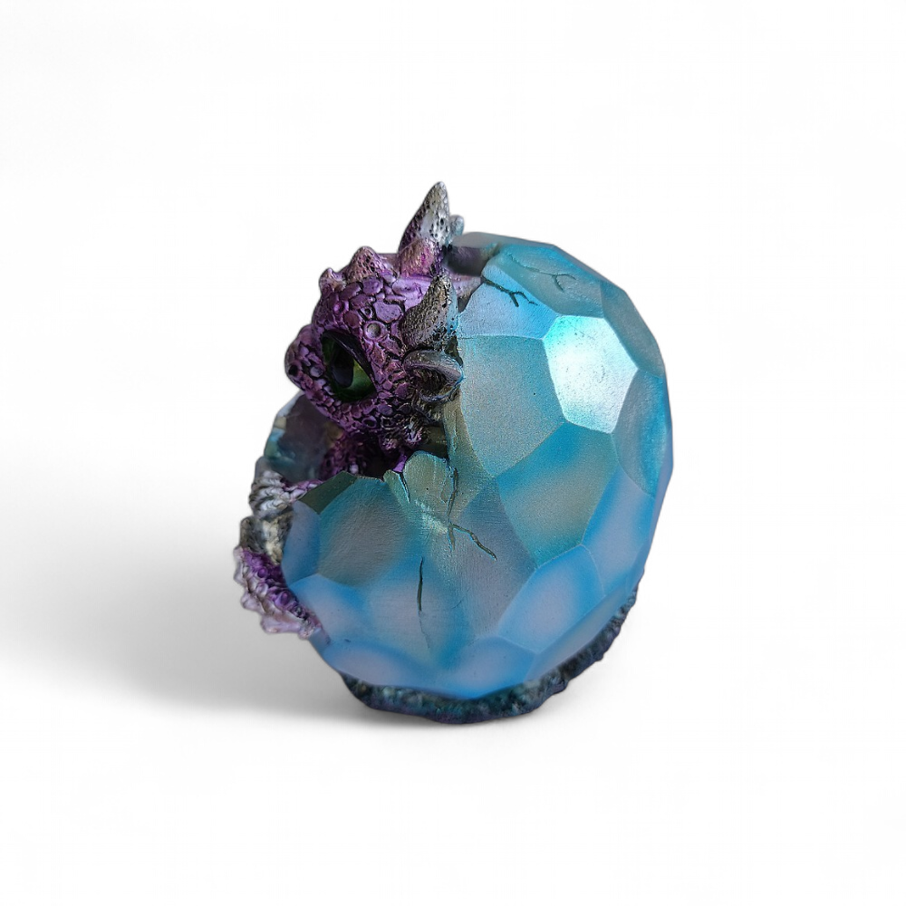 Tirelire dragon violet dans œuf bleu - PW240619-12