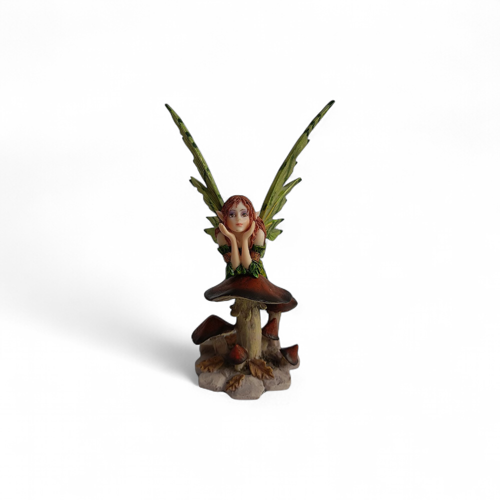 Figurine Elfe roux sur champignon - FD4206A
