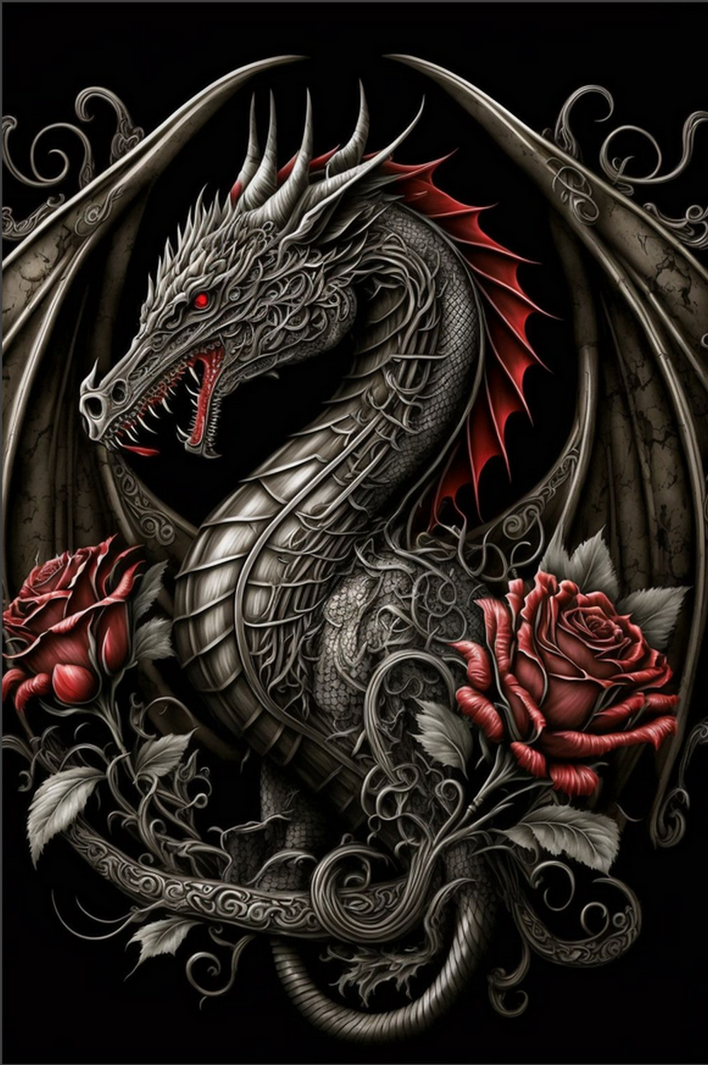 dragon et roses - JF001Z77