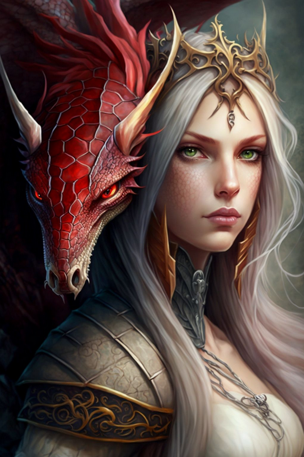 elfe et dragon rouge - JF001ZA25