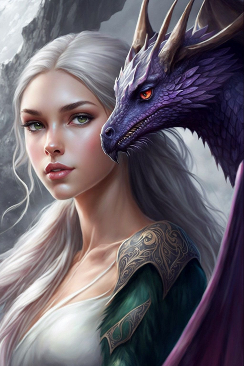 elfe et dragon violet - JF001ZA39