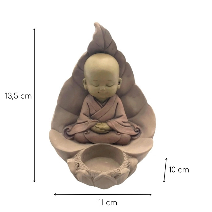 Statuette bouddha bougeoir fleur de lotus 5