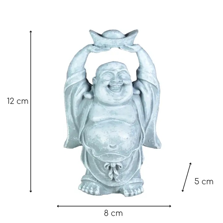 Figurine bouddha rieur résine grise 2