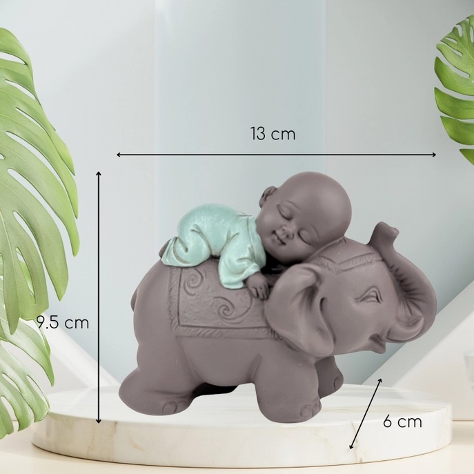 Figurine bouddha bonze sur elephant 4