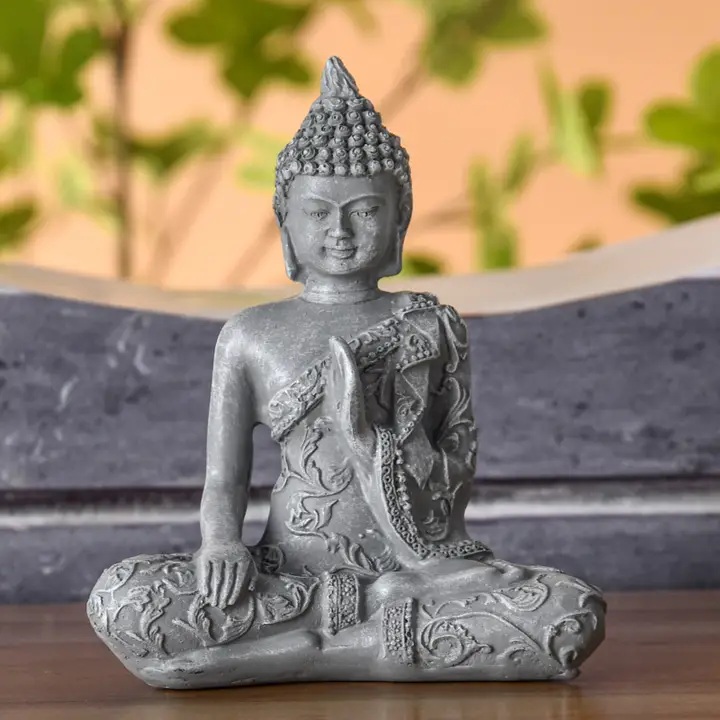 Figurine bouddha en méditation finition style pierre 6