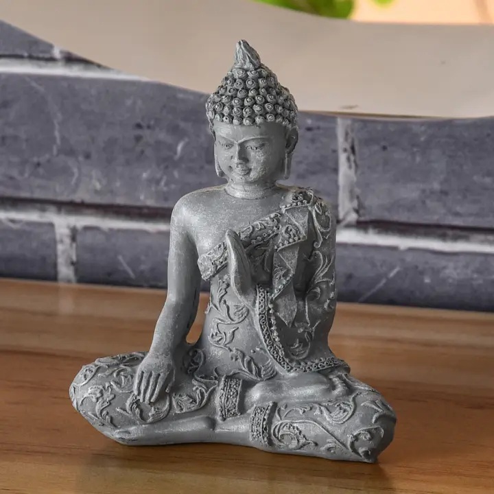 Figurine bouddha en méditation finition style pierre 4