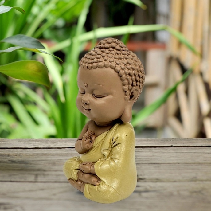 Figurine Bouddha Zen toge jaune 2