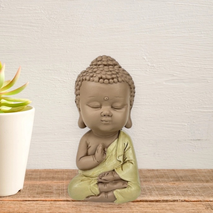 Figurine Bouddha Zen toge jaune 4