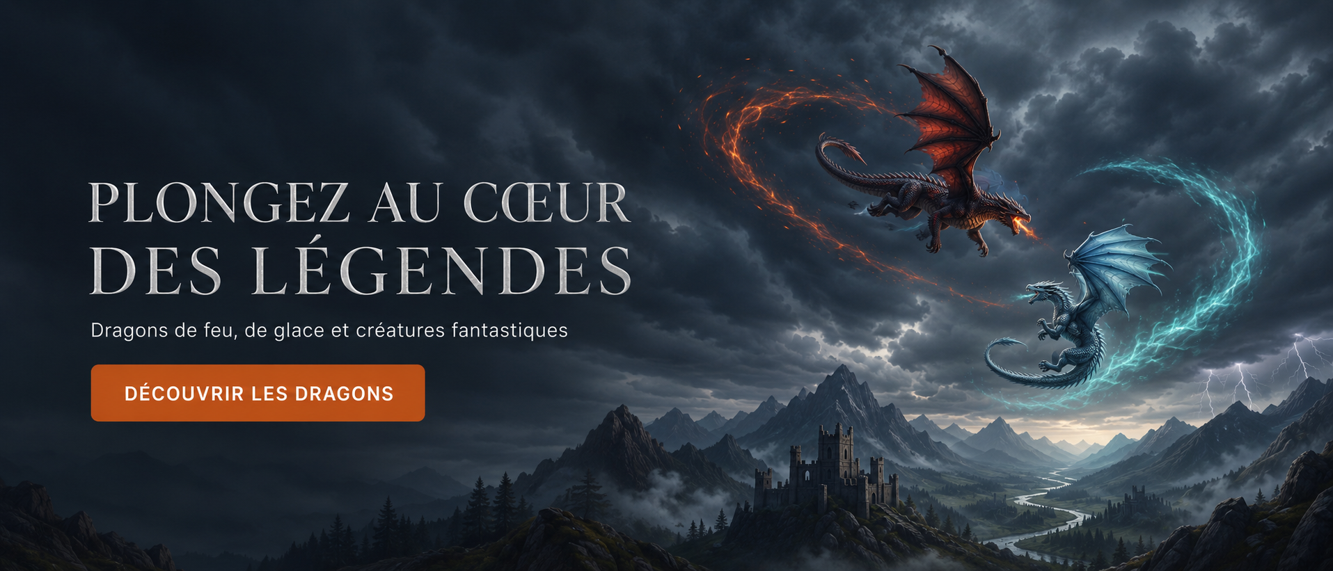 Dragons de feu et de glace dans un univers fantastique – Univers Feerik