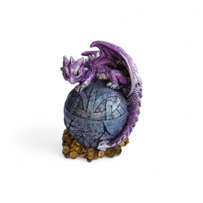 Tirelire dragon violet sur trésor - PW220068-11