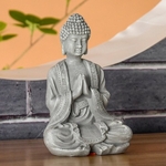 Figurine bouddha zen résine grise 3