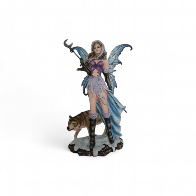 Figurine Statuette Féerique - Chouette Et Loup - OxcmoBijoux