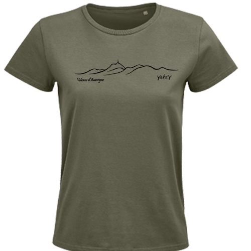 T-shirt kaki chaine des volcans d auvergne